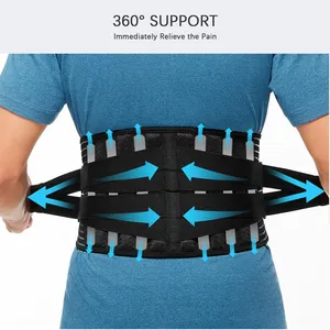 Cinturón de soporte de cintura ajustable FSPG con 6 placas de acero Almohadilla lumbar Soporte lumbar para aliviar el dolor