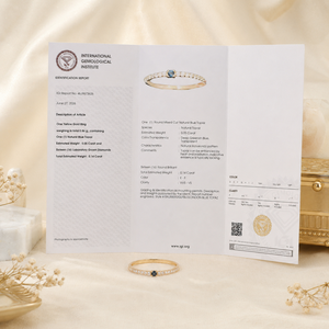 Bague classique en or massif 14 carats avec diamant de laboratoire et topaze bleue de Londres taille brillant, certifiée IGI, pour femme - Product Image 6