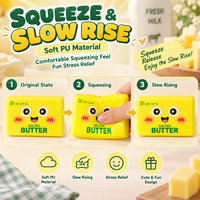Vente en gros de jouets squishy en forme de beurre à 10 expressions, en PU souple, à remontée lente, avec visage mignon, anti-stress