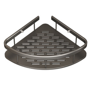 Estante Triangular para Baño Color Gris Metálico, Estante de Almacenamiento de Esquina Montado en la Pared, Diseño Duradero de 2 Niveles - Product Image 1