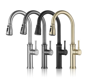 صنبور مطبخ جديد قابل للسحب بطلاء أسود مطفي من الفولاذ المقاوم للصدأ مع 3 وظائف - Product Image 1