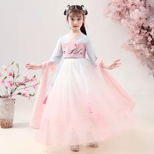 Costume chinois de fille pour représentation sur scène, nouvelle robe de fée rouge Hanfu pour fille de 6 ans, printemps