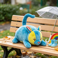 Peluches personnalisées en forme de chat, visage bicolore, jouet doux et moelleux, style anime, décoration d'étagère, ornement, vente en gros pour les acheteurs de jouets