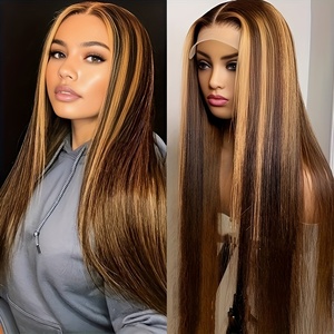 Peluca <span class=keywords><strong>de</strong></span> Cabello Sintético con Frente <span class=keywords><strong>de</strong></span> Encaje Recto <span class=keywords><strong>de</strong></span> 26 Pulgadas, Peluca Larga Ondulada con Parte Media <span class=keywords><strong>para</strong></span> <span class=keywords><strong>Mujer</strong></span>, Aspecto Natural, Fibra Resistente al Calor - Product Image 1