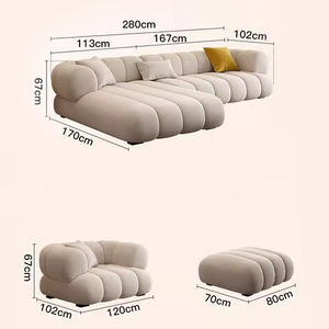 Canapé d'angle moderne en forme de L avec chaise longue, structure en bois massif, canapé nuage, canapé chenille, mobilier de salon - Product Image 2