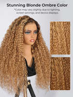 Perruque Lace Front 13x4 sans colle, Cheveux Humains Blond Ombré Ondulé, Raie Latérale, Style Bohème, Pré-coupée et Pré-épilée, Prête à Porter