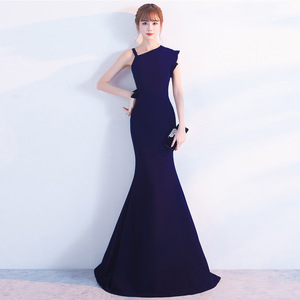 1016 # toasts de mariée hiver fête de mariage longue <span class=keywords><strong>bordeaux</strong></span> fiançailles queue de poisson robe de soirée femme - Product Image 1