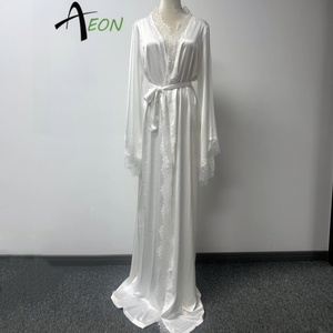 Women's Long <strong>Black</strong> Lace Robe Long <strong>Nightdress</strong> For Wedding Party Bridal Long Nightgown Bride White Robe - Product Image 6