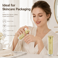 Flacon pompe sans air en PMMA de 15 ml, 30 ml, 50 ml, contenant de luxe pour sérum de soin de la peau, distributeur de lotion cosmétique avec pompe dorée, emballage personnalisé