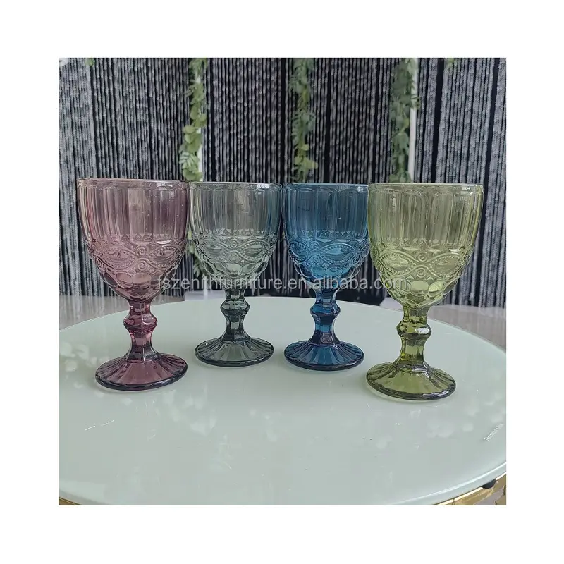 Blue Colored Amber Goblets Wine Glass for wedding party