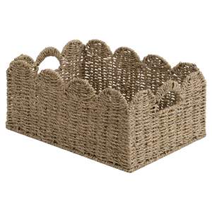 Wholesale in Bulk Eco-Friendly Rectangle <b>Wicker</b> <b>Storage</b> <b>Basket</b> Handwoven Scalloped Handles for Clothing Vietnam Multifunction - Product Image 1