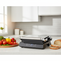 Presse à sandwich électrique domestique 4 tranches, machine à panini avec plaques amovibles, contrôle mécanique, revêtement antiadhésif, ouverture à 180°