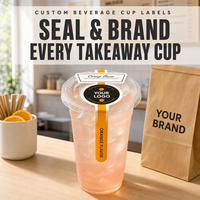 Autocollants ronds personnalisés en PVC brillant résistant à la chaleur, découpés sur mesure pour café et thé au lait avec logo OEM