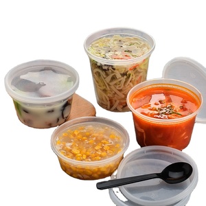 Lot de bols à soupe en pp jetables, pièces, bols à soupe <span class=keywords><strong>micro</strong></span>-<span class=keywords><strong>ondable</strong></span> avec couvercles boîte à bento, contenant pour aliments - Product Image 3