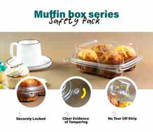20 OZ Boîtes en plastique jetables à charnière à dôme élevé Caractéristique de verrouillage recyclable pour cupcakes et muffins Utilisation industrielle-Alimentaire - Product Image 2