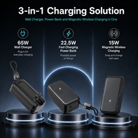 Batterie externe magnétique tout-en-un 5000 mAh 10000 mAh avec prise secteur, chargeur sans fil 15 W, charge rapide 22,5 W
