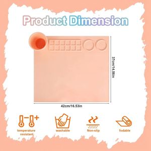 แผ่นทำความสะอาดแปรงทาสีแบบพับได้ ขนาด 16.5x14.6 นิ้ว สำหรับเด็ก  แผ่นรองวาดภาพ  แผ่นรองศิลปะซิลิโคน พร้อมถ้วย - Product Image 5