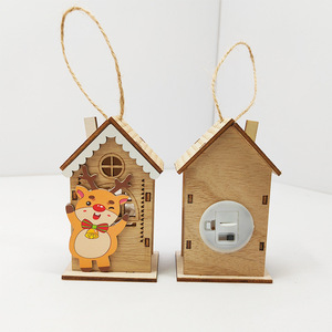 Décoration de Noël en bois à suspendre : maison, Père Noël, renne, bonhomme de neige – Cadeau artisanal pour sapin de Noël - Product Image 3