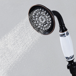 Ensemble <span class=keywords><strong>de</strong></span> <span class=keywords><strong>douche</strong></span> européen noir en laiton à double poignée avec pommeau <span class=keywords><strong>de</strong></span> <span class=keywords><strong>douche</strong></span> à pression contrôlée, <span class=keywords><strong>barre</strong></span> coulissante, vanne en céramique polie et jet doux pour appartement - Product Image 3