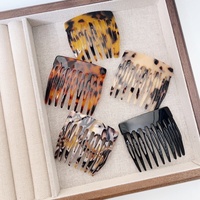 Peignes à cheveux latéraux vintage de style français, en acétate écaille de tortue, marque privée, accessoires pour cheveux pour femmes et filles