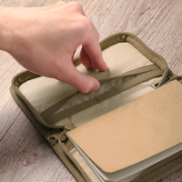Kustom tahan air berkelas wax kain kanvas ritsleting keras dompet penutup Notebook dengan ritsleting pemegang pena