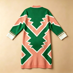 Maglione da Donna Personalizzato OEM ODM, Manica Lunga con Motivo Lavorato a Maglia e Perline, Abbigliamento Femminile, Cardigan Lungo Lavorato a Maglia Abbinato a Abito <span class=keywords><strong>Midi</strong></span> - Product Image 4