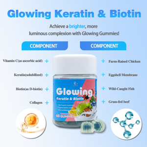 La migliore vendita di sostanze luminose alla cheratina biotina sbiancante per la pelle integratori gommosi per la cura della pigmentazione per adulti certificati HALAL - Product Image 1