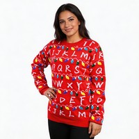 Pull personnalisé avec l'alphabet de Noël, col rond, manches longues, tricot d'hiver