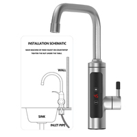 Robinet chauffant électrique de cuisine en acier inoxydable 304, 3000W, chauffe-eau électrique avec affichage numérique LED
