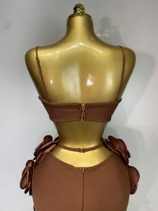 Vestido Longo de Bandagem Sexy para Mulheres, Conjunto de <span class=keywords><strong>2</strong></span> Peças, Decote em V, Apliques de Cashmere, Elegante para Festas e Coquetéis - Product Image 6