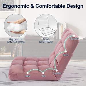 24 inch rộng quá khổ nhung armless nằm phẳng sàn Ghế đệm Thiền ghế 6 điều chỉnh vị trí Ergonomic sàn ghế - Product Image 5