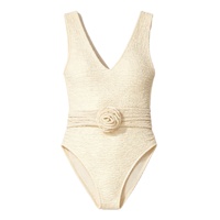 Fabricante de Bikinis, Traje de Baño Personalizado de Tela Reciclada, Traje de Baño de Una Pieza Texturizado con Tirantes Anchos, Cinturón con Flores 3D, Corte Alto