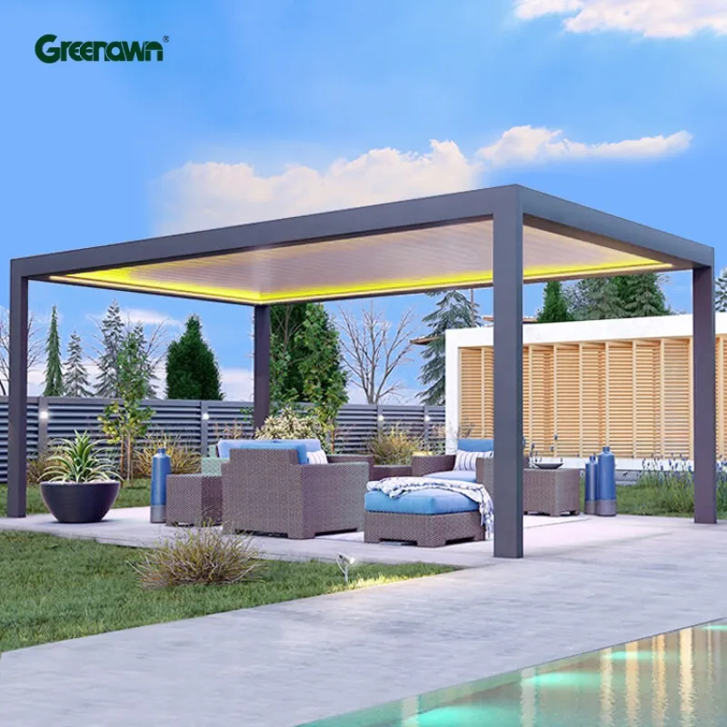 Customized Sun Shade adjustable roof slats bioclimatic pergola aluminium outdoor motorized