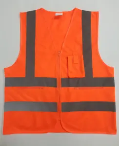 Chaleco DE SEGURIDAD reflectante de poliéster de alta calidad, chaqueta reflectante con logotipo, chaleco de seguridad de tela de malla con múltiples bolsillos personalizado para carretera