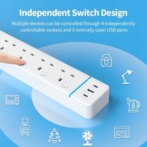 Enchufe Inteligente <span class=keywords><strong>WiFi</strong></span> con 4 Tomas Universales, Control Remoto <span class=keywords><strong>Alexa</strong></span> Tuya, con Puertos USB para UE/Reino Unido - Product Image 4