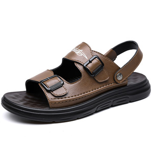 Sandalias Planas para Hombre de Cuero Genuino, Punta Abierta, Antideslizantes, Transpirables, Suela Suave, Casuales, para Playa y Conducir - Product Image 5