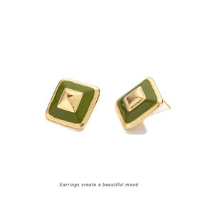 Boucles d'oreilles géométriques carrées glaçure en trois dimensions Design Joker de mode quotidienne simple - Product Image 6