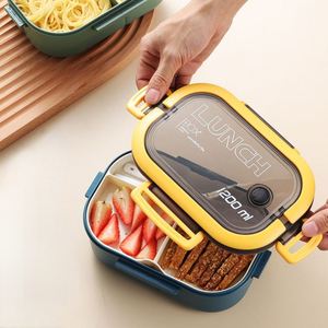 Boîte à lunch hermétique portable à 2 étages avec grille pour enfants et étudiants - Product Image 4
