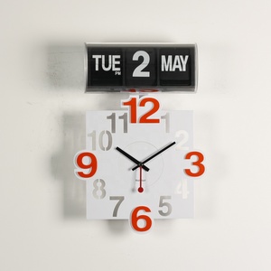 Horloge murale calendrier à bascule design moderne, boîtier ABS, mouvement japonais, fonction <span class=keywords><strong>jour</strong></span> et date # A00AF801 - Product Image 5