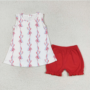 Baby Girls 4th Of July Bows Sibling Rompers Dresses <b>Clothes</b> Sets - Product Image 2