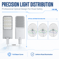 Lampe de rue LED extérieure commerciale 150W IP66 en aluminium pour parking, cour d'usine et routes côtières