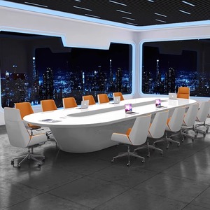 Tavolo da riunione rettangolare per ufficio moderno di lusso grande mobilio allungabile in legno per sale conferenze e consiglio negoziale - Product Image 4