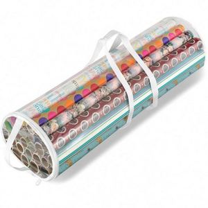 Premium Transparent Christmas Wrapping Paper Holder Durable Handles Eco-Friendly PVC Material 35L Capacity - Product Image 1