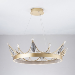 Роскошная Золотая люстра Simig в форме короны, круглая шляпа, светодиодный светильник для вестибюля отеля, виллы, декор <span class=keywords><strong>k9</strong></span>, Хрустальный подвесной светильник - Product Image 6