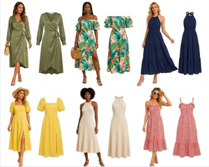 Robes d'été pour femmes à design patchwork, robes tendance uniques, livraison en carton de styles variés et aléatoires - Product Image 1