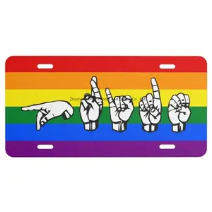 Großhandel American Sign Language LGBT Regenbogen Homosexuell Stolz hochwertige billige Aluminium Autoken zeichen