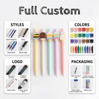 Stylos Gel Mignons LABON pour Étudiants, Motif Dessin Animé Glace et Macaron en PVC, Stylo Bille Papeterie d'Été
