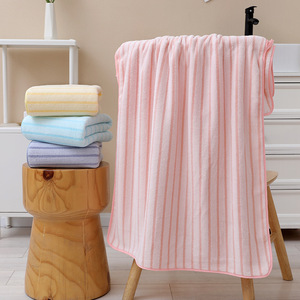 Jingjing Coral Fleece Bath <b>Towel</b> 70x140 Cm Striped Quick Drying <b>Beach</b> <b>Towel</b> For Men Women Household Use - Product Image 1