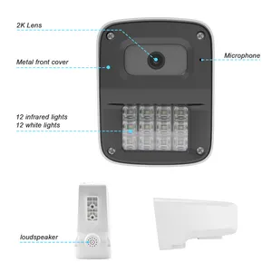 กล้องวงจรปิดรักษาความปลอดภัย IP ทรงกระสุน30FPS 12MP กลางแจ้ง IP66โรงงานใน7K7พร้อมไฟเตือนสีแดงและน้ำเงินสองทาง