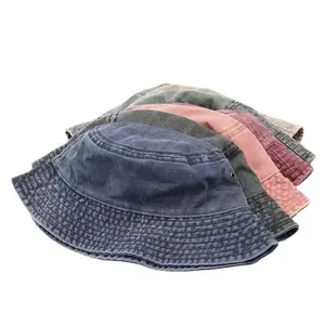 Chapéu tipo cowboy lavado retrô, chapéu de homem de peixe, aba curta, respirável, cor sólida, chapéu de balde